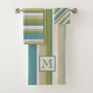 Monogramme vert turquoise en bambou frais du motif