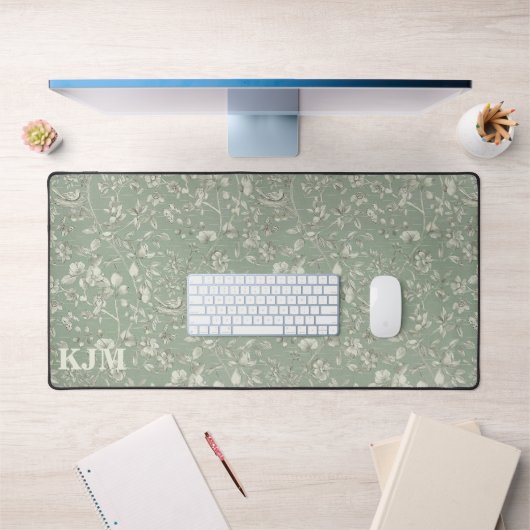 Monogramme vert vintage de la surface Florale (Bureau 1)