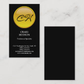Monogramme vertical Carte de visite noir jaune (Devant / Derrière)