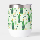 Monogramme Vin Chardonnay Bouteilles Verres Floral (Gauche)