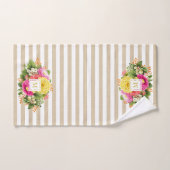 Monogramme Vintage Asters Hot rose Beige Serviette (Serviette à main)
