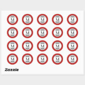 Monogramme Vintage - Autocollant Rond (Feuille)