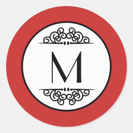 Monogramme Vintage - Autocollant Rond (Devant)
