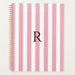 Monogramme vintage Bébé rose et blanc rayures rayé<br><div class="desc">Design rayé vintage moderne. Bandes verticales design motif dans chic français classique élégant couleur rose et blanc.</div>
