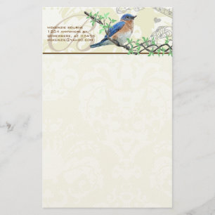 Monogramme Vintage Bird Branche musicale Papeterie