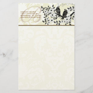 Monogramme Vintage Birds Daisy Branch Papeterie