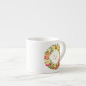 Monogramme Vintage couronne florale Espresso Mug (Devant droit)