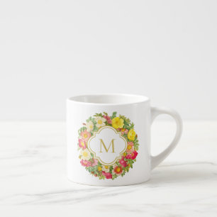 Monogramme Vintage couronne florale Espresso Mug