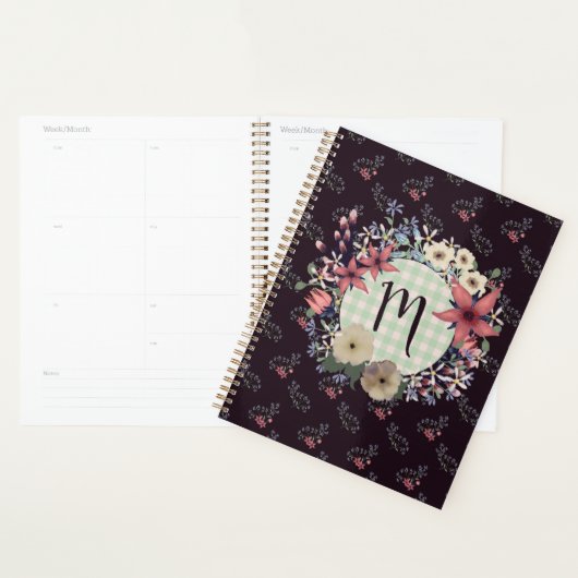 Monogramme vintage de couronne de fleurs (Devant avec enveloppe)