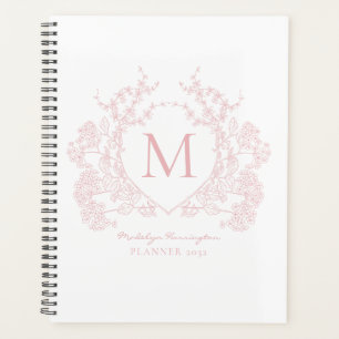 Monogramme Vintage de crête florale rose vif class