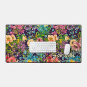 monogramme vintage de motif noir à fleurs violette (Clavier et souris)