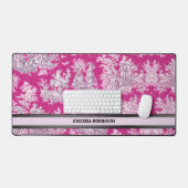 monogramme vintage fleuri rose magenta toile de jo (Clavier et souris)