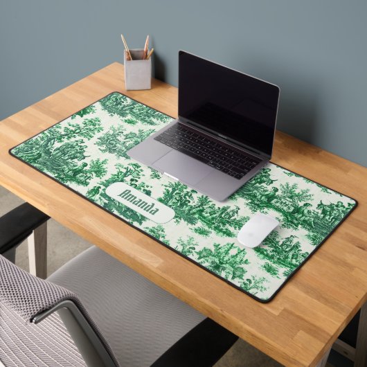 monogramme vintage fleuri vert toile jouy (Bureau 2)