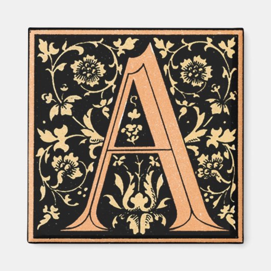 Monogramme vintage floral "A" - Aimant (Devant)