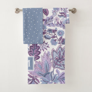 Monogramme Vintage floral de Boho pourpre