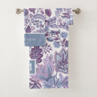 Monogramme Vintage floral de Boho pourpre