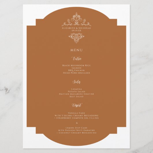 Monogramme vintage | Menu Mariage (Devant)