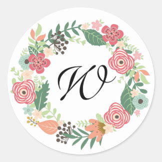 Monogramme vintage rétro autocollants floraux