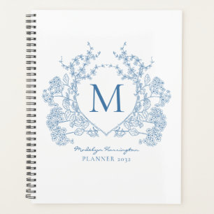 Monogramme Vintage Royal Blue classique de crête f