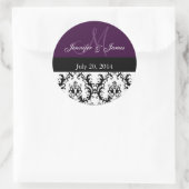 Monogramme violet Damask pour Stickers Mariage (Sac)