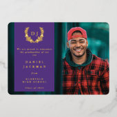 Monogramme violet + Faire-part de graduation Laure (Recto)