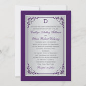 Monogramme violet, Faire-part de mariage floral ar (Dos)