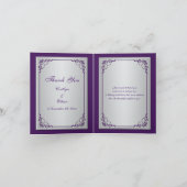 Monogramme violet, gris argenté Carte de remerciem (Intérieur)