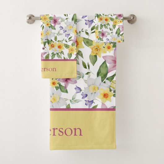 Monogramme violet jaune blanc vert floral chic (En situation)