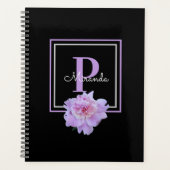 Monogramme violet rose pivoine noir (Devant)