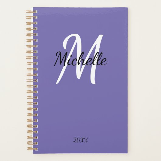 Monogramme violet tendance + Nom initial (Devant)