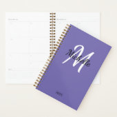Monogramme violet tendance + Nom initial (Devant avec enveloppe)