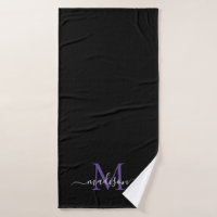 Monogramme violet violet noir moderne Nom du scrip