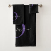 Monogramme violet violet noir moderne Nom du scrip (En situation)