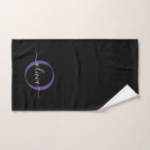 Monogramme violet violet noir moderne Nom du scrip (Serviette à main)