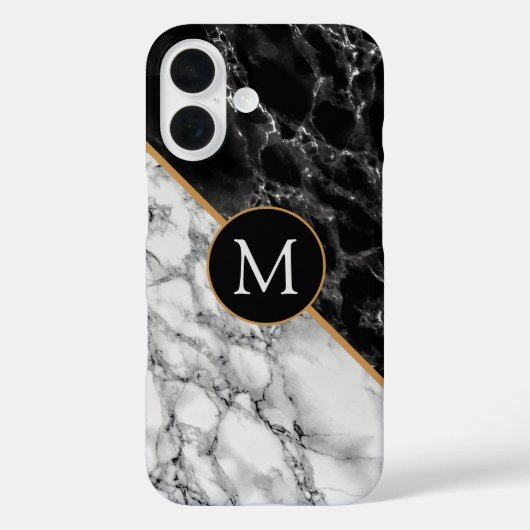 Monogramme Votre Lettre Marbre coque iphone (Verso)