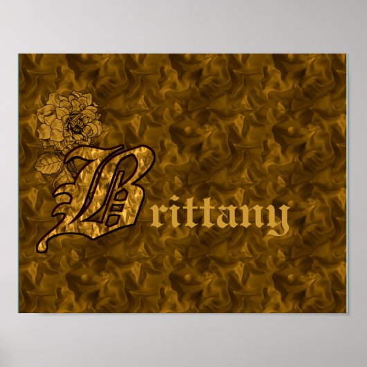 Monogramme Votre Nom Initial B Gold Peony Poster (Devant)
