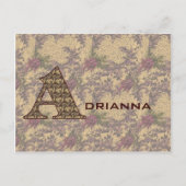 Monogramme Votre Nom Initial Une Carte Postale Flo (Devant)