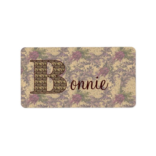 Monogramme Votre Nom Initiale B Élégante Étiquette (Devant)
