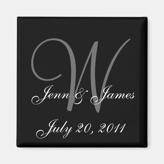 Monogramme W Mariage mariée Groom Date Magnet (Devant)
