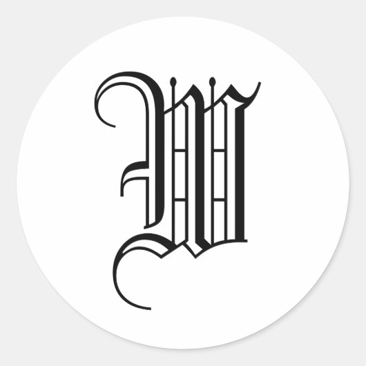 Monogramme W Sticker noir blanc vieux anglais (Devant)