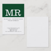 Monogramme White Forest Green Chic Carte de visite (Devant / Derrière)
