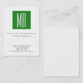Monogramme White Forest Green Clean Carte de visit (Devant / Derrière)