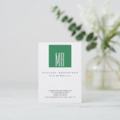 Monogramme White Sea Green Chubby Carte de visite (Debout devant)