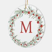 Monogramme Wreath ornement en céramique de Noël (Gauche)