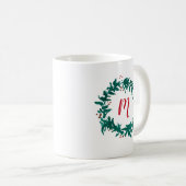 Monogramme Wreath Peinture Berries Coffee Mug (Devant droit)