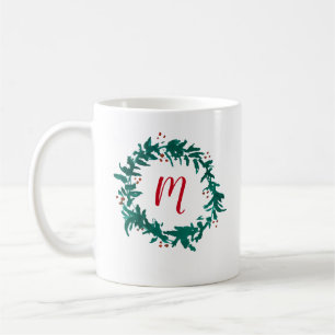 Monogramme Wreath Peinture Berries Coffee Mug