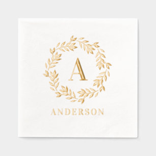 Monogramme Wreath serviettes élégantes initiales