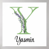 Monogramme Y Lavender Eucalyptus nursery Poster (Devant)
