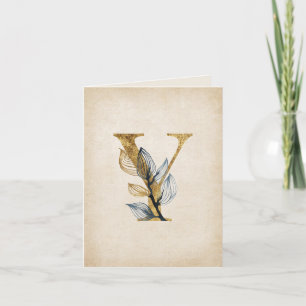 Monogramme Y Or et Noir Avec Feuilles