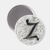 Monogramme 'Z' en gris - Aimant (Recto/Verso)